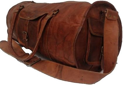 True Grit Leather- "New Age" Vintage Brown Mens Leather Travel Duffel Overnight Bag Bag Luggage Suitcase (21 Inch) (21 Inch)