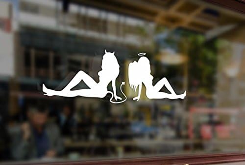 25 Centimeters Sexy Angel and Demon Sexy Girl SIT Vinyl Stickers Funny Decals Bumper Car Auto Computer Laptop Wall Window Glass Skateboard Snowboard Helmet