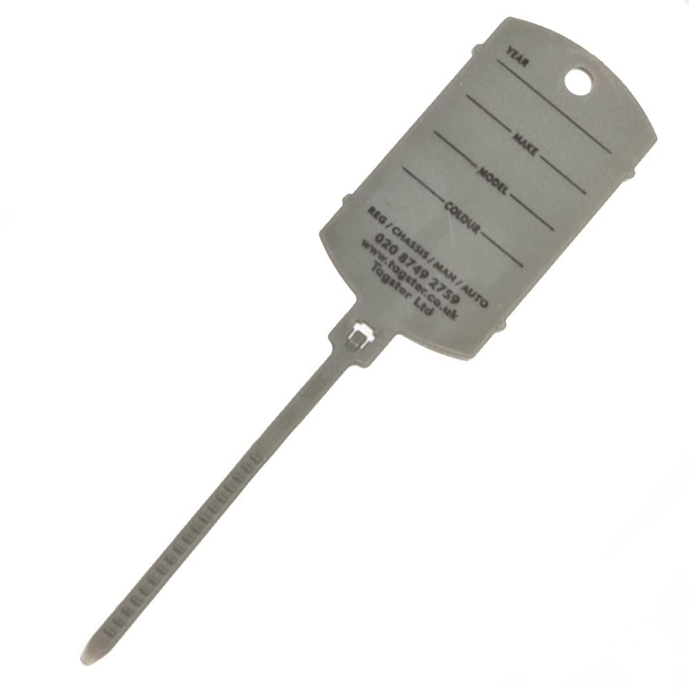 Key Tags - Vechicle Plastic Key Tags (200) with self looping Tails (Silver)