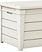 Keter Brightwood 120 Gallon Resin Large Deck Box with Included Suspensions Basket for Towels, Storage Net, Drainage Holes-Perfect for Storing Pool Toys and Accessories, White