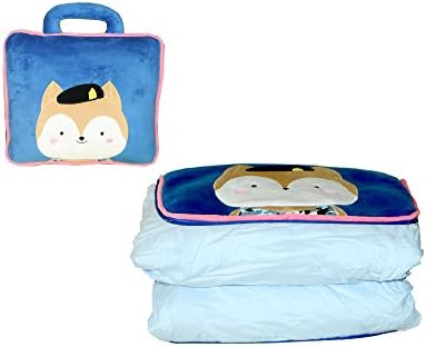 Crystal Soft Plush Cushion Blanket Cartoon Anime Princess Home Decorative Pillows Travel Car Waist Cushion Blankets Quilt (Blue)