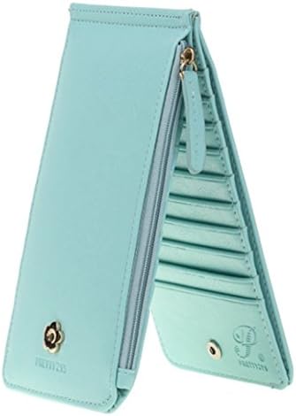 JHVYF Womens Bifold Multi Card Case Thin Wallet with Zipper Pocket Blue