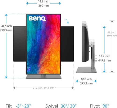 BenQ PD2725U Grafiker Monitor (AQCOLOR Technologie, 27 Zoll, 4K UHD, IPS, P3 Farbraum, Thunderbolt /USB-C-Laden, DP / HDMI, KVM, Hardware kalibriert, HDR 400, Höhenverstellbar), MacBook kompatibel thumbnail 3