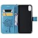 NOMO for iPhone XR Case,for iPhone XR Wallet Case,for iPhone XR Flip Case PU Leather Emboss Tree Cat Flowers Folio Magnetic Kickstand Cover with Card Slots for iPhone XR (6.1 inch) Release, Blue