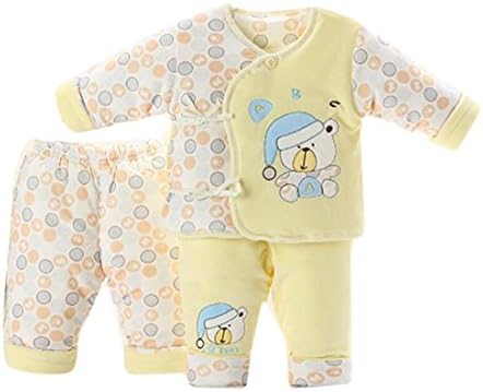 GenericBaby Generic Baby Girls' Boys' 3 Pieces Set Winter Fleece Warm Coat With Pants Set Yellow 6-12M