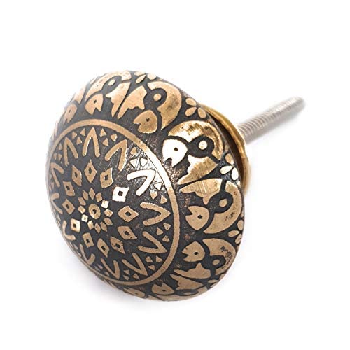 French Furniture Fittings Set of 6 Brass Grey Fish Knobs - Kitchen Cabinet Pull Knobs for Cupboard, Chest, Furniture, Drawer Handles - Easy Install Vintage Shabby Chic 38mm