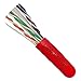 Vertical Cable Cat6A 10G, UTP, 23AWG, Solid Bare Copper, PVC, 1000ft Bulk Ethernet Cable, Red