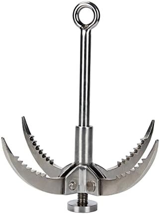 Latinaric Stainless Steel Grappling Hook with 4 Folding Claws for Camping Hiking Survival Tree Rock Mountain Climbing Load 350 KG