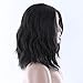 Longqibeauty Short Wavy Natural Hair Synthetic Wig Medium Brown Lace Front L Part Shaped with Natural Hairline Glueless Heat Resistant Replacement Wigs for Women (12 Inches, #1B, Natural Black)