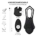 Vibrating Cock Ring with Testicle Ring 9 Vibration Modes Wireless Remote Control, loverbeby Silicone Rechargeable Double Loop Penis Ring Clitoris Stimulator Waterproof for Couple or Solo Play