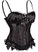 Alivila.Y Fashion Womens Vintage Sexy Overbust Bowknot Corset 8899-Black-XL