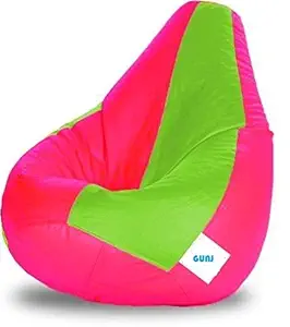 GUNJ XXXL Teardrop Bean Bag with Bean Filling (Pink,Green)
