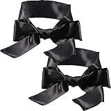 2 Pack Sleep Mask Silk Eye Mask Satin Blindfold Tie Black, 150 cm