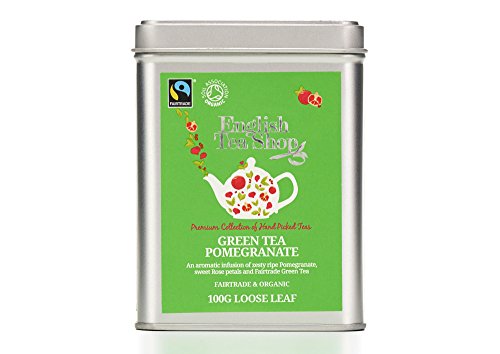 English Tea Shop Green Tea Pomegranate Fairtrade and Organic Loose Tea 100 g