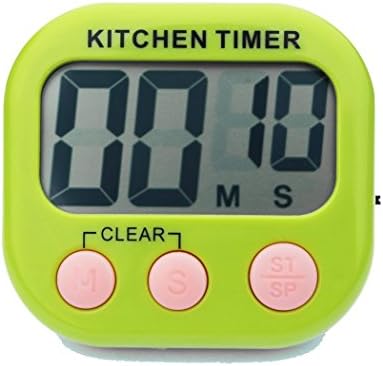 Digital Kitchen Timer, Feewer Large LCD Display, Loud Alarm, Magnetic Back Foldable Stand Count Up and Down Timer,Battery Included - Green