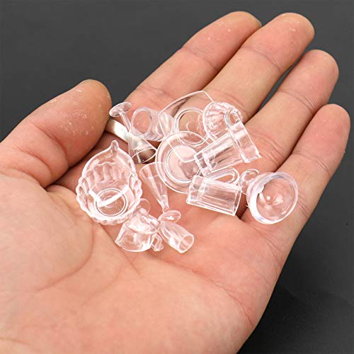 WSSROGY 1:12 Miniature 26pcs Clear Dishes/Cups/Bowls Set Dollhouse Kitchen Timeless Miniatures Accessories