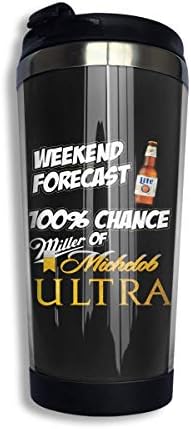 Trushop Chance of Miller Lite Coffee Cups Stainless Steel Water Bottle Cup Travel Mug Coffee Tumbler with Spill Proof Lid Graphic Travel Mug 400ml/14 oz