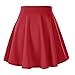 Women's Basic Versatile Stretchy Flared Casual Mini Skater Skirt (X-Large, Red)
