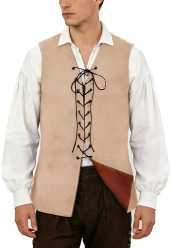 Chaleco Vikingo Medieval Para Hombre – Túnica Sin Mangas Con Cierre De Botón, Perfecta Para Disfraz De Guerrero O Pirata