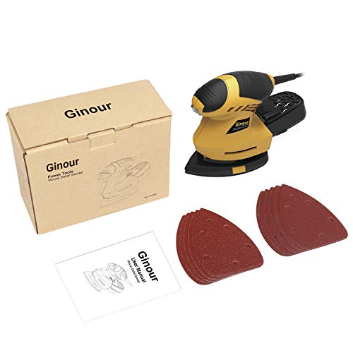 Ginour Detail Sander, 1.6A Sander with 10Pcs Sandpapers, 360° Rotating Sanding Pad, 12000OPM, 3M Cord, Dust Container, Perfect for Tight Spaces Sanding - Thumbnail 7
