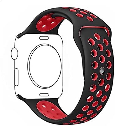 Wengerui for Apple Watch Band 42mm Series 3 Series 2 Series 1 Soft Sports Silicone Bracelet Strap Wristband Replacement Watchband with Quick Release for Apple iWatch Nike Sport Band (Black&amp;Red 42mm M/