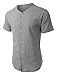 OLLIN1 Premium Mens Active Short Sleeve Button Up Baseball Jersey Shirt