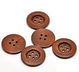PEPPERLONELY Brand 20PC Brown Large 4 Hole Round Wood Buttons Scrapbooking Sewing Buttons 35mm (1-3/8 Inch)