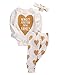HOTONE Baby Boys Girls Long Sleeve Gold Heart Romper Pants Headband 3pcs Outfits(6-12 Months, White)