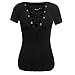 FINEJO Women Sexy V Neck Lace Up Thin Waist Slim Fit T-shirt