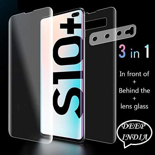DEEP INDIA [Fingerprint Compatible],6D, [Scratch Proof] for s10 plus tempered Full Coverage Soft TPU Screen Guard Protector for Samsung Galaxy s10+ Front and Back- (s10 plus) Transparent