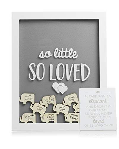 Pearhead Elephant Token Frame, Little Wishes Signature Baby Shower Guestbook Alternative, Pregnancy Keepsake for Soon to be Moms, Baby Shower Decor, Gray and White