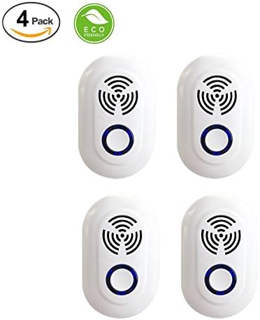 Ultrasonic Pest Repeller, 4 Pack Electronic Pest Control Repellents Plug In, Repels Away Insects, Mice, Roaches, Bugs, Flies, Fleas, Ants, Mosquitoes, Spiders. Human and Pet Friendly