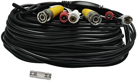 Iseeusee 60 Feet Black Security BNC Video Power CCTV Surveillance Camera Extension Cables