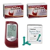 Advocate Redi-Code Plus Speaking Glucose Meter Kit Combo (Meter Kit, Test Strips 100ct and and Reliamed Safety Seal Lancets 100ct)