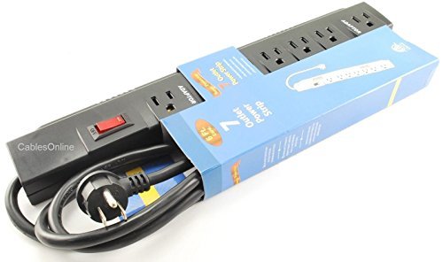 CablesOnline, Power Strip with 5 Horizontal + 2 Adapter Outlets w/6-foot Cable , SP-036