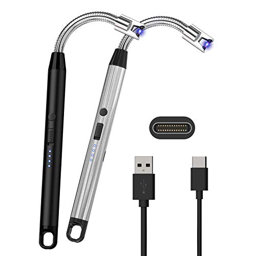 Candle Lighters,2 Pack Electric Candle Rechargeable USB Long Plasma Arc