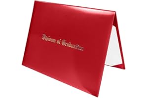 Herrenbek Diploma Cover 8.5x11 Inch Graduation Certificate Holder - Leather Folder with Imprinted for College Diplomas, Commencement, Office Use(Red),1 Pack