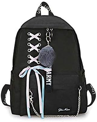 BTS BT21 Backpack Bangtan Boys Student School Bookbag Cartoon Printing Shoulder Travel Bag for Teenagers Daypack (Color 4)
