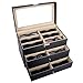 AUTOARK Carbon Fiber Leather 18 Piece Eyeglasses Storage and Sunglass Glasses Display Drawer Lockable Case Organizer,Black,AW-057