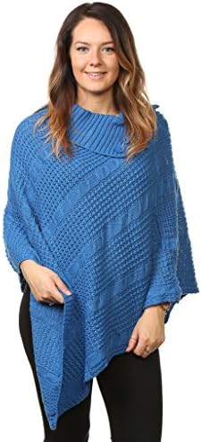 New Ladies Women’s Chunky Cable Knitted Poncho Sweater Jumpers Tops UK Plus Size