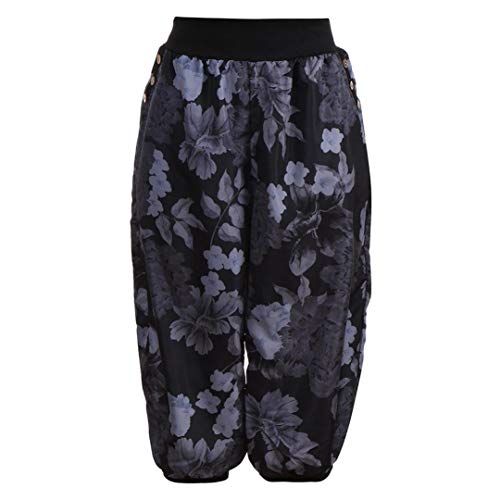 vermers Women Fashion Print Threaded Pants - Women Casual Loose Bandwidth Wide-Leg Pants Trousers(M, Black)