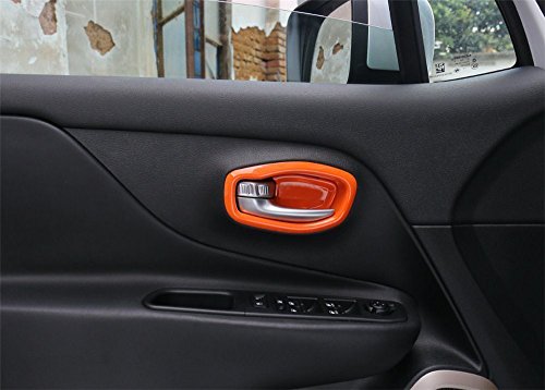 FMtoppeak 4 pcs Car Inner Door Handle Bowl Cover Trim Frame for Jeep Renegade 2014 UP Orange
