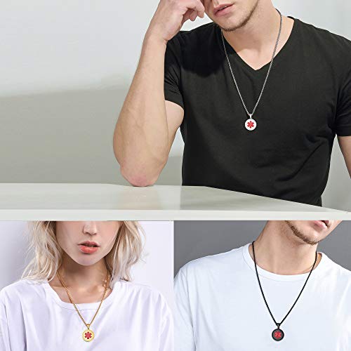 Supcare Tag Necklace Pendant Medical Alert ID Jewelry Stainless Steel for Women/Men/Children, Medical Emergency Identification Dog Tag Necklace Jewelry
