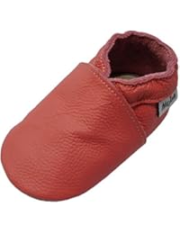 Mejale Baby Soft Soled Leather Moccasins Anti-Slip Infant Toddler Shoes First Walkers(Watermelon Pink,12-18 Mos)