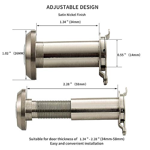 Safety Door Viewer Peephole Eyes – Door Eyehole 220 Degrees Wide HD Field of View, Mounting Hole Diameter 0.55”, for 1.34\