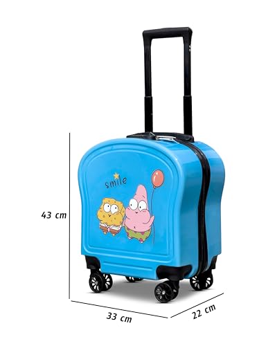 ZAAPPY Kids Cute Printed ABS Lightweight 17 Inch (7kg) Cabin Size Luggage, 8 Wheels, Combination Lock Suitcase (Blue)