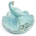 Monarch Housewares Peacock Ring Jewelry Holder - Aqua Blue and Gold Porcelain - Tray Trinket Coin Tidbit Dish – Great Gift Item