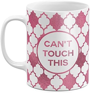 Purple Moroccan Tilles Nosaic Pattern Can't Touch This Funny Quote White Heat Resistant Ceramic Tea Coffee Mug - 11oz