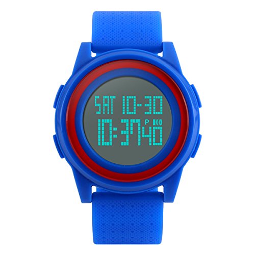 Kids Digital Sport Watch LED Military Waterproof Luminous Stopwatch Alarm Simple Wristwatch (blue)