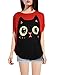 Allegra K Women Cat T Shirt Dolman Sleeve Loose Summer Tops M Red